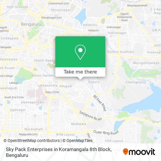 Sky Pack Enterprises in Koramangala 8th Block map