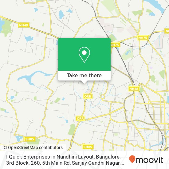 I Quick Enterprises in Nandhini Layout, Bangalore, 3rd Block, 260, 5th Main Rd, Sanjay Gandhi Nagar map