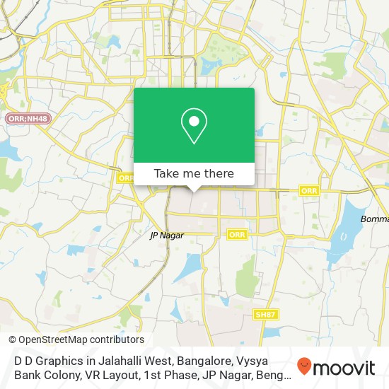 D D Graphics in Jalahalli West, Bangalore, Vysya Bank Colony, VR Layout, 1st Phase, JP Nagar, Benga map