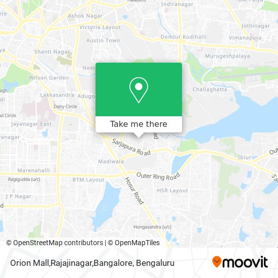 Orion Mall,Rajajinagar,Bangalore map