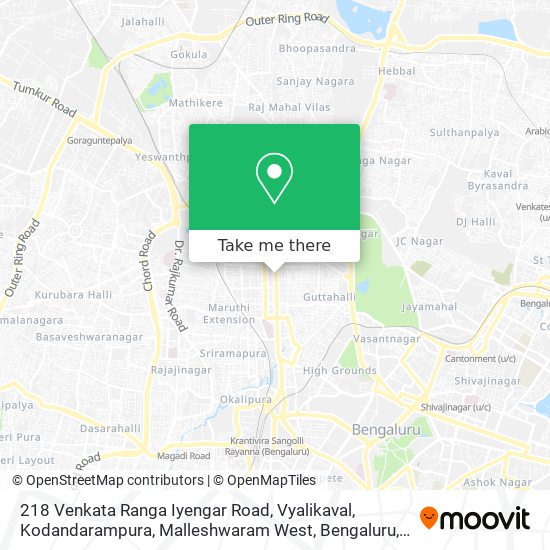 218 Venkata Ranga Iyengar Road, Vyalikaval, Kodandarampura, Malleshwaram West, Bengaluru, Karnataka map