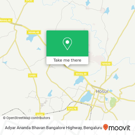 Adyar Ananda Bhavan Bangalore Highway map