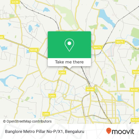 Banglore Metro Pillar No-P/X1 map