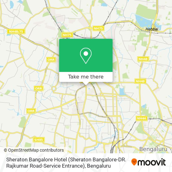 Sheraton Bangalore Hotel (Sheraton Bangalore-DR. Rajkumar Road-Service Entrance) map