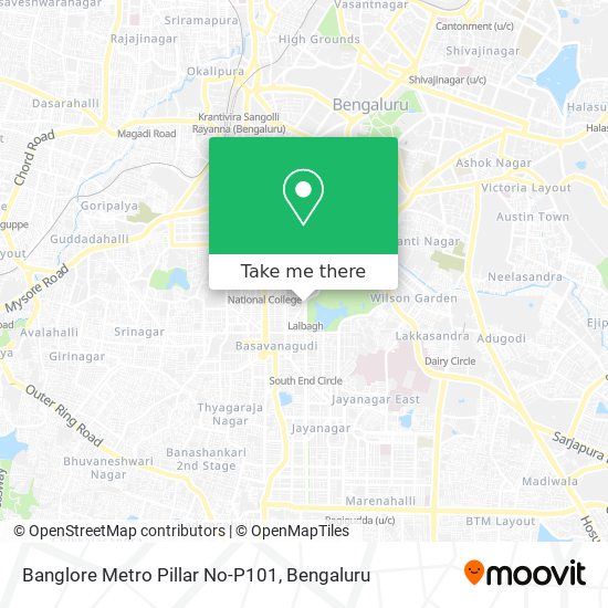 Banglore Metro Pillar No-P101 map
