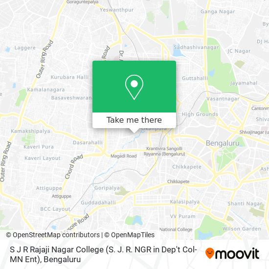 S J R Rajaji Nagar College (S. J. R. NGR in Dep't Col-MN Ent) map