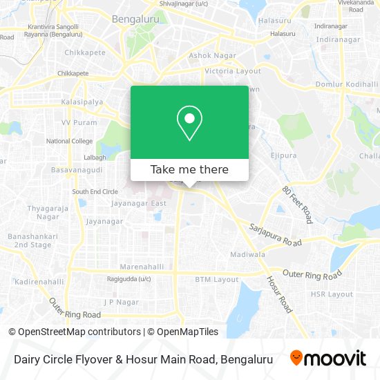 Dairy Circle Flyover & Hosur Main Road map