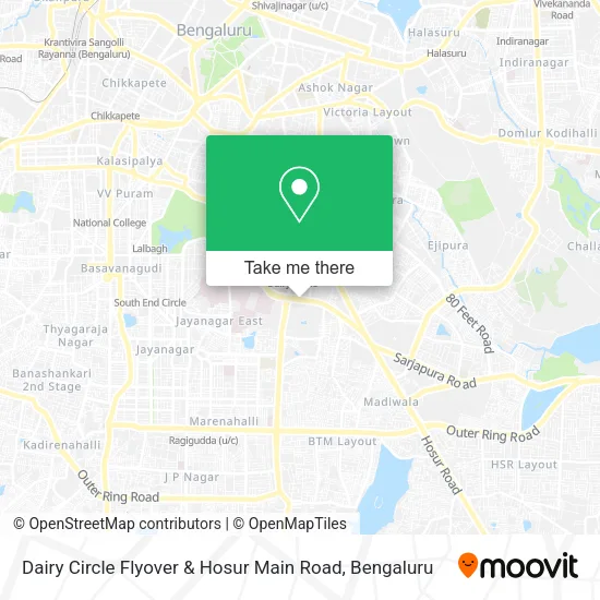 Dairy Circle Flyover & Hosur Main Road map