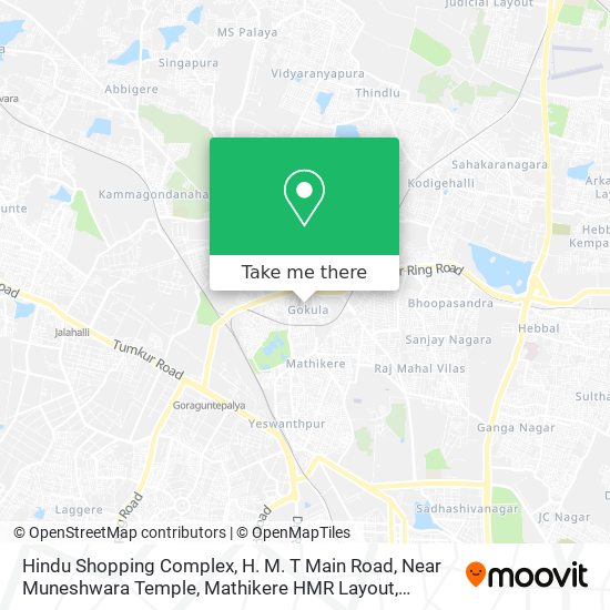 Hindu Shopping Complex, H. M. T Main Road, Near Muneshwara Temple, Mathikere HMR Layout map