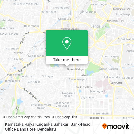 Karnataka Rajya Kaigarika Sahakari Bank-Head Office Bangalore map