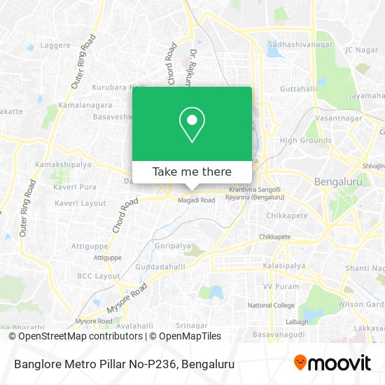 Banglore Metro Pillar No-P236 map