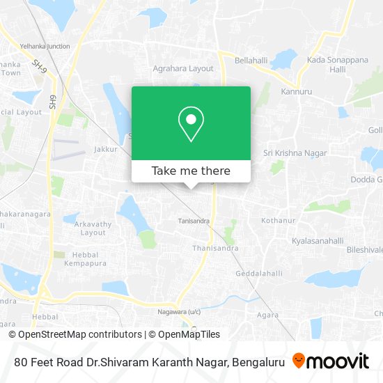 80 Feet Road Dr.Shivaram Karanth Nagar map