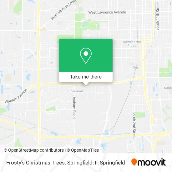 Mapa de Frosty's Christmas Trees. Springfield, Il