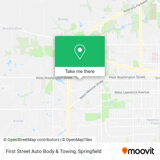 First Street Auto Body & Towing map