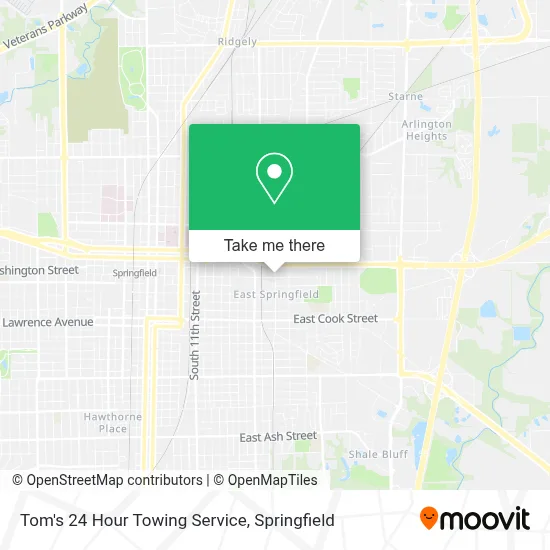 Tom's 24 Hour Towing Service map
