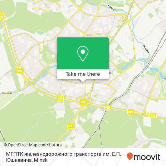 МГПТК железнодорожного транспорта им. Е.П. Юшкевича map