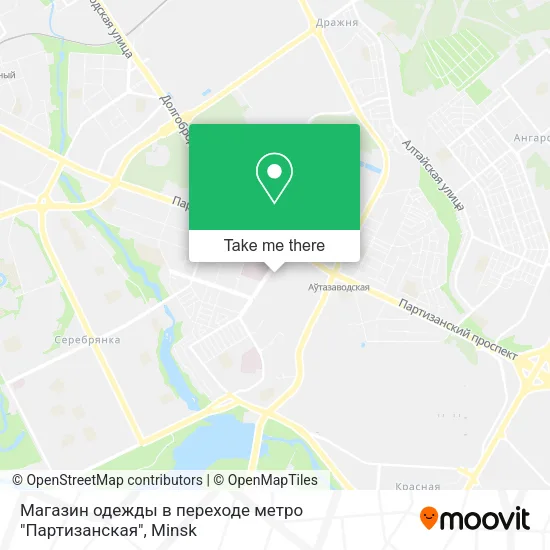 Магазин одежды в переходе метро "Партизанская" map