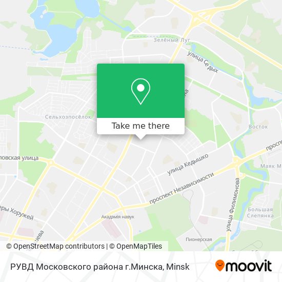 РУВД Московского района г.Минска map