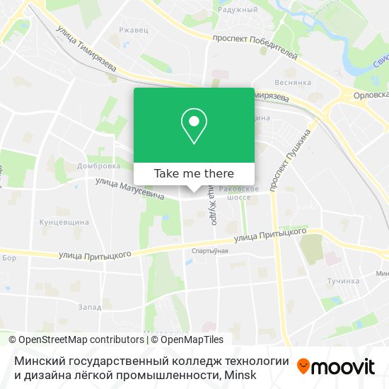 Минский государственный колледж технологии и дизайна лёгкой промышленности map