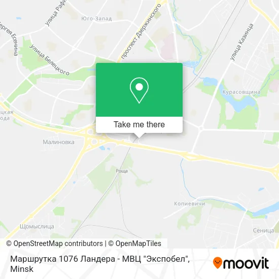 Маршрутка 1076 Ландера - МВЦ "Экспобел" map