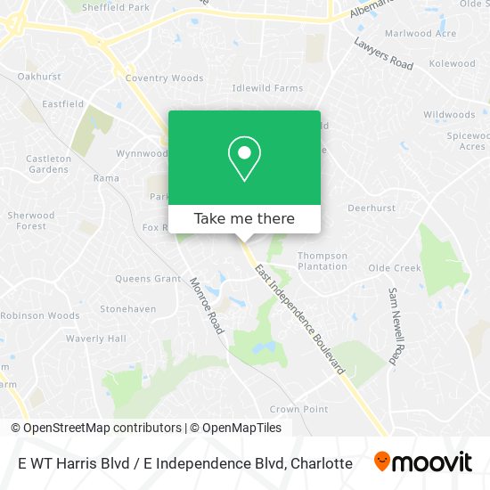 Mapa de E WT Harris Blvd / E Independence Blvd