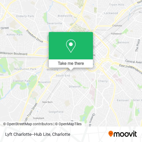 Lyft Charlotte--Hub Lite map