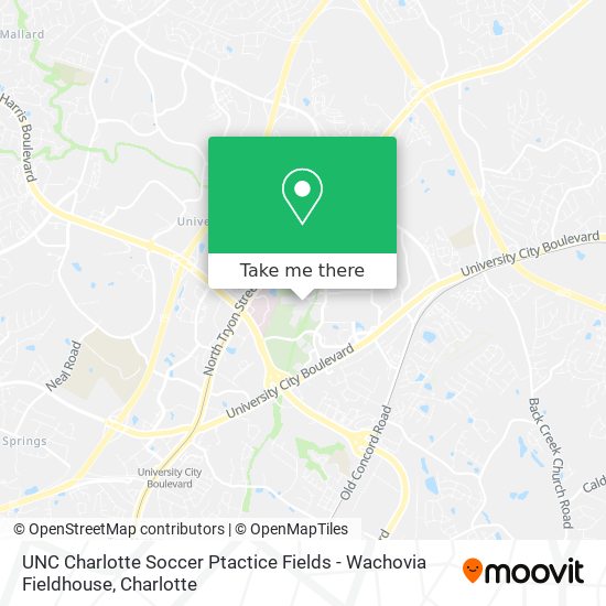 UNC Charlotte Soccer Ptactice Fields - Wachovia Fieldhouse map