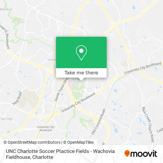 UNC Charlotte Soccer Ptactice Fields - Wachovia Fieldhouse map