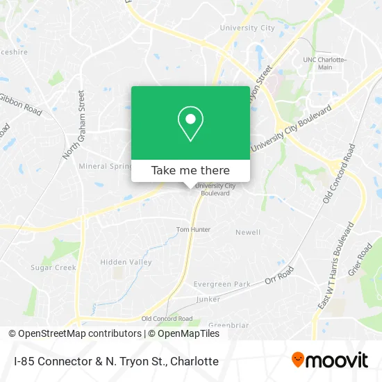 I-85 Connector & N. Tryon St. map