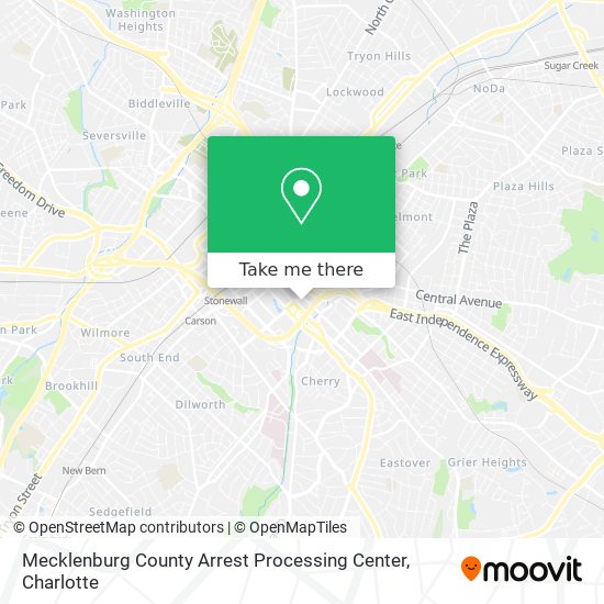 Mapa de Mecklenburg County Arrest Processing Center