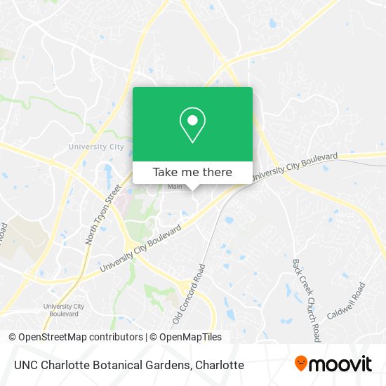 UNC Charlotte Botanical Gardens map