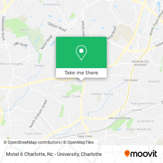 Mapa de Motel 6 Charlotte, Nc - University