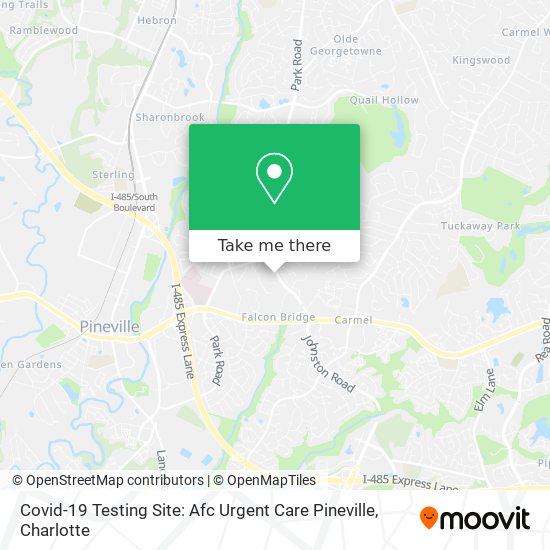Mapa de Covid-19 Testing Site: Afc Urgent Care Pineville