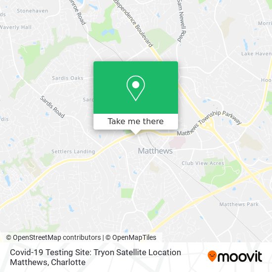 Covid-19 Testing Site: Tryon Satellite Location Matthews map