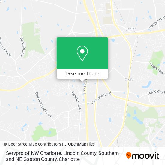 Servpro of NW Charlotte, Lincoln County, Southern and NE Gaston County map