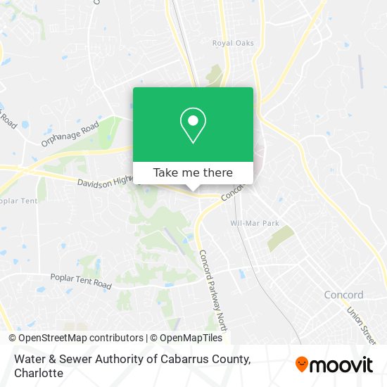 Mapa de Water & Sewer Authority of Cabarrus County