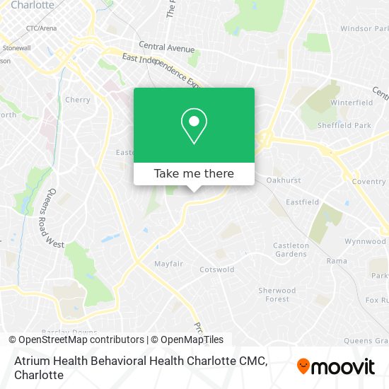 Atrium Health Behavioral Health Charlotte CMC map