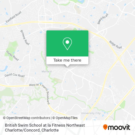 Mapa de British Swim School at la Fitness Northeast Charlotte / Concord