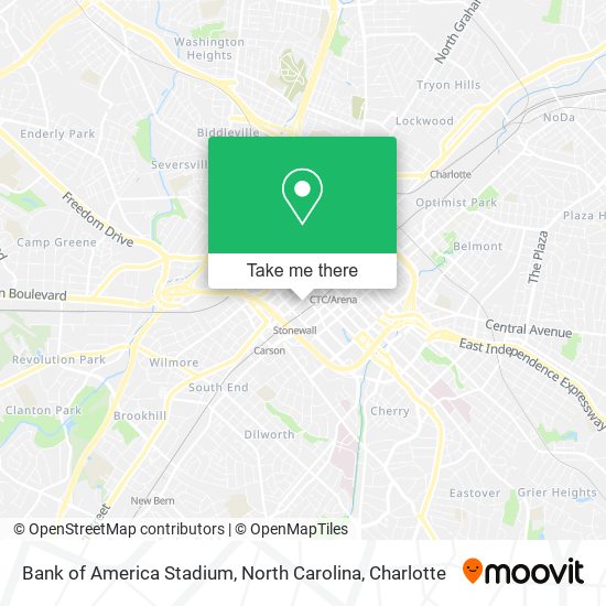 Bank of America Stadium, North Carolina map