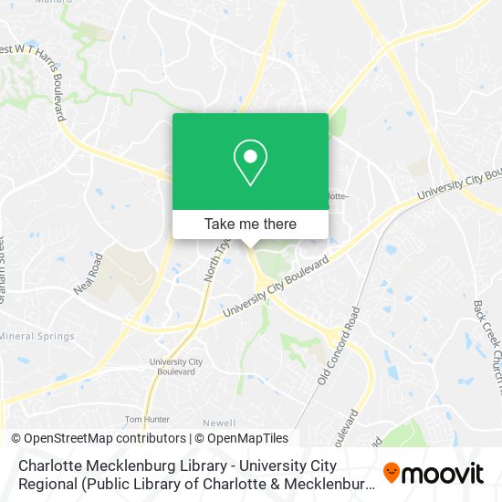 Charlotte Mecklenburg Library - University City Regional map