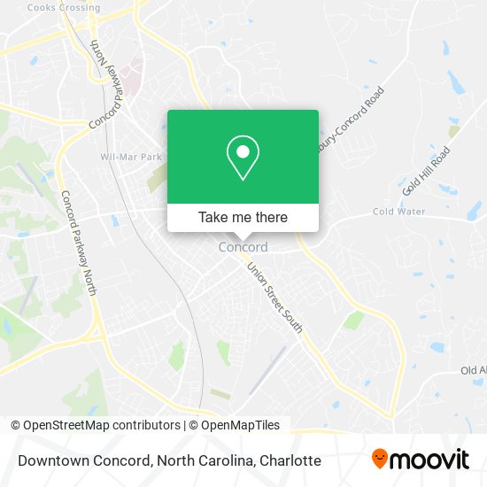 Downtown Concord, North Carolina map