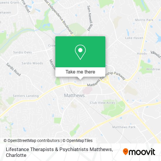 Lifestance Therapists & Psychiatrists Matthews map