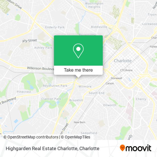 Highgarden Real Estate Charlotte map