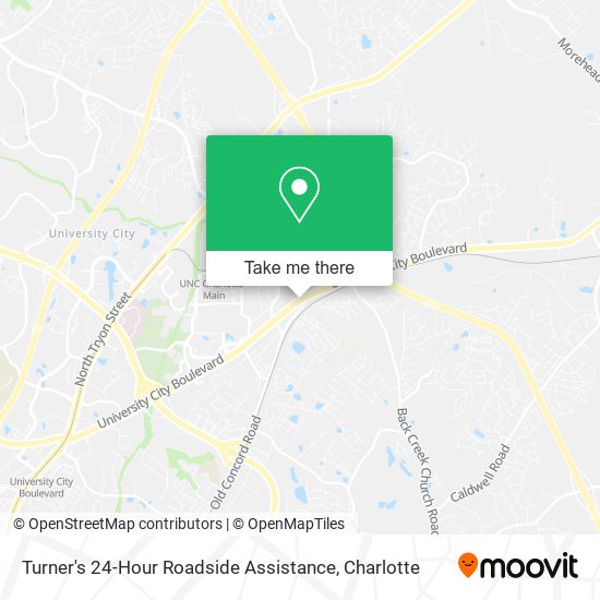 Turner's 24-Hour Roadside Assistance map