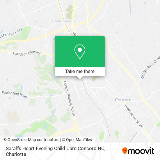 Sarah's Heart Evening Child Care Concord NC map