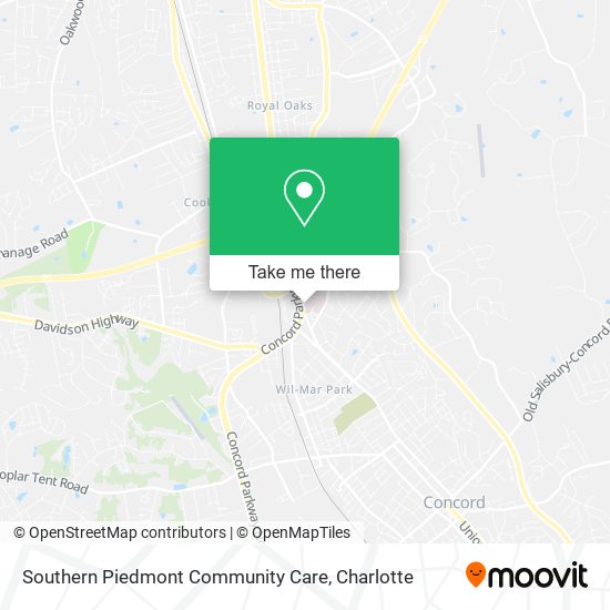 Southern Piedmont Community Care map