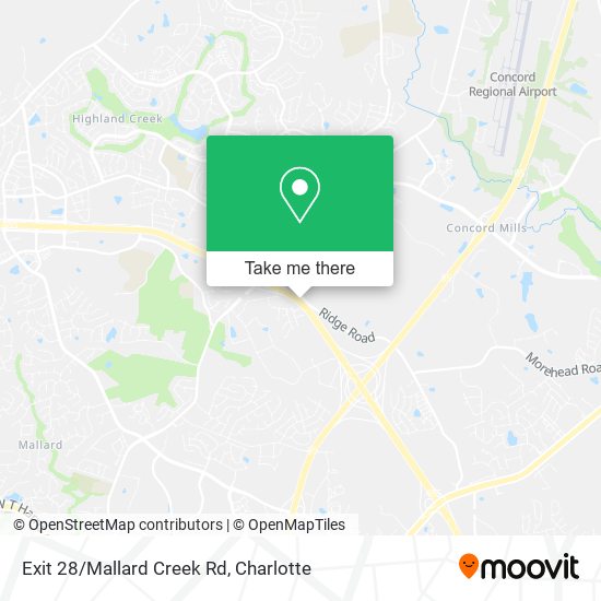 Mapa de Exit 28/Mallard Creek Rd
