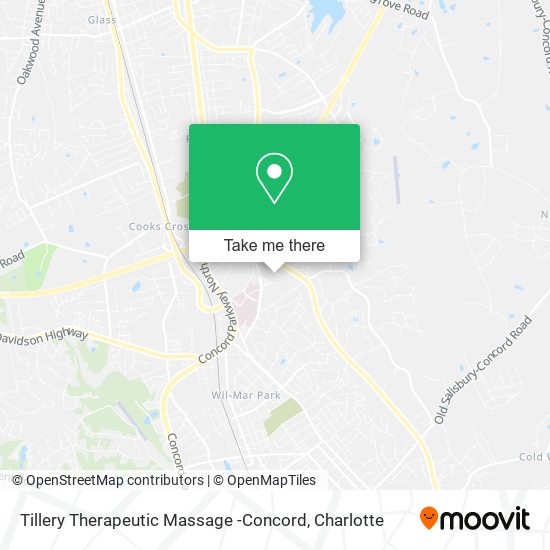 Tillery Therapeutic Massage -Concord map