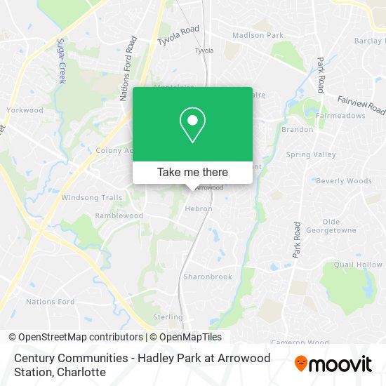 Mapa de Century Communities - Hadley Park at Arrowood Station