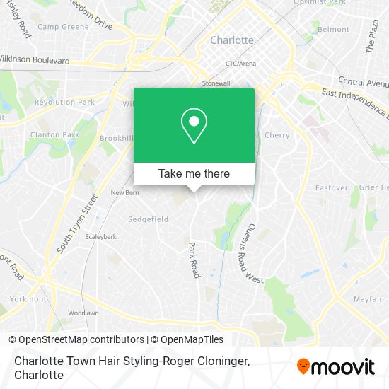 Charlotte Town Hair Styling-Roger Cloninger map